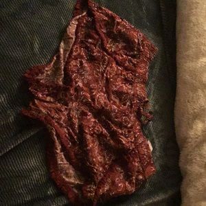 Red and white design shorts from garage